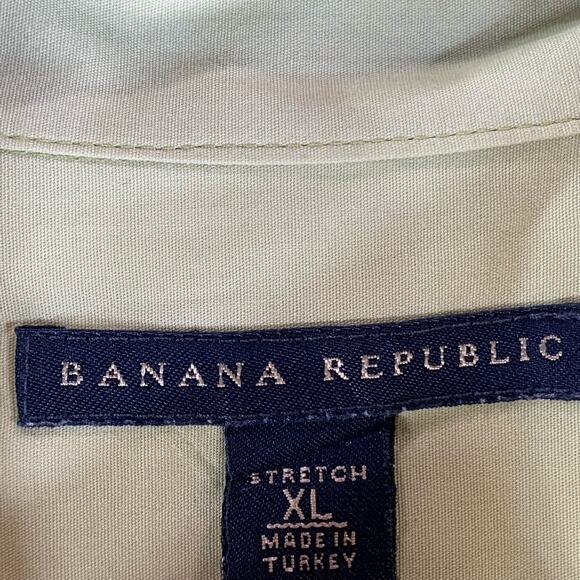 BANANA REPUBLIC Men's Green Solid Stretch Button-Up Short Sleeve Shirt SZ XL - Picture 10 of 10